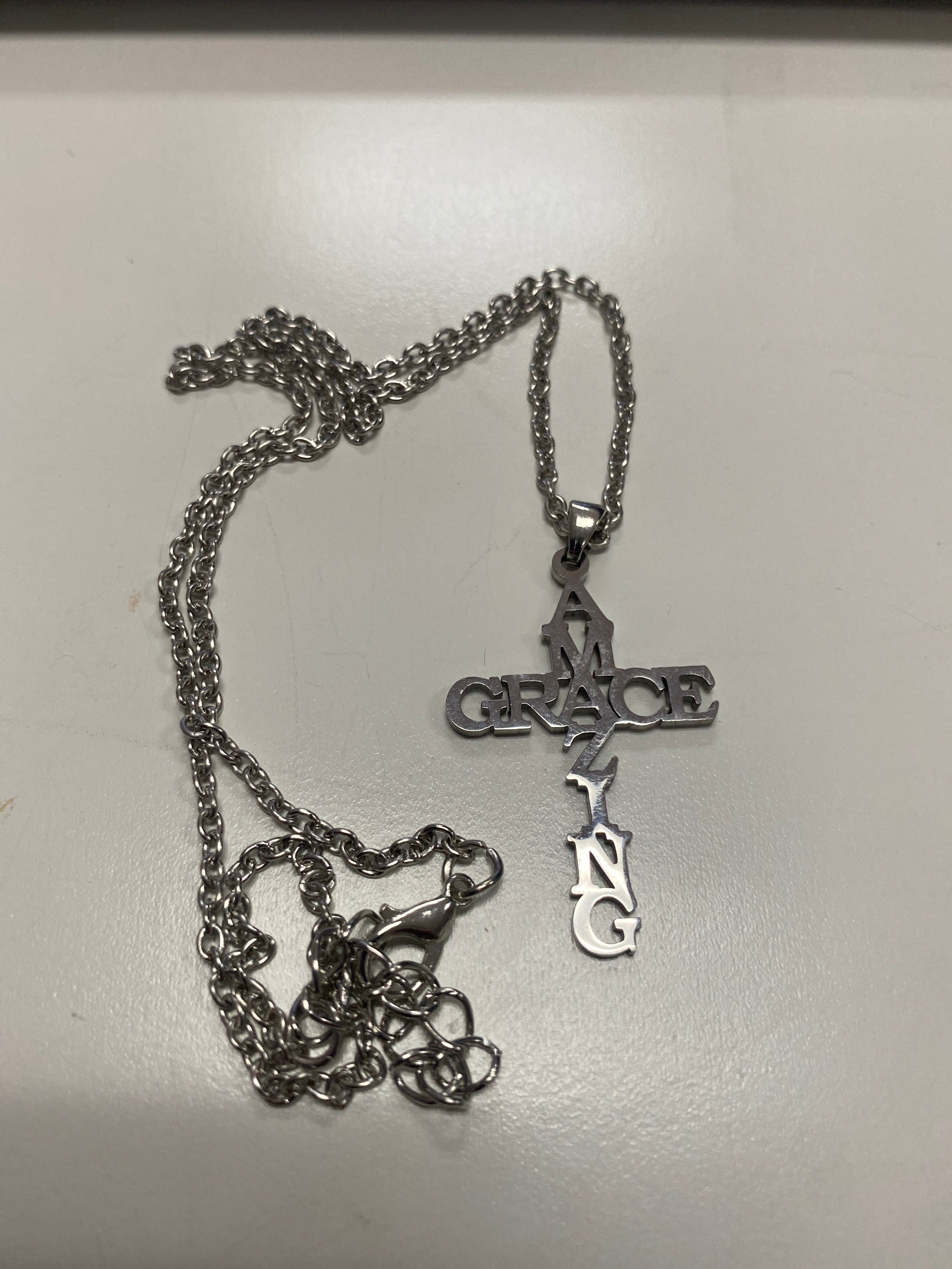 Amazing Grace Cross Stainless Steel Necklace