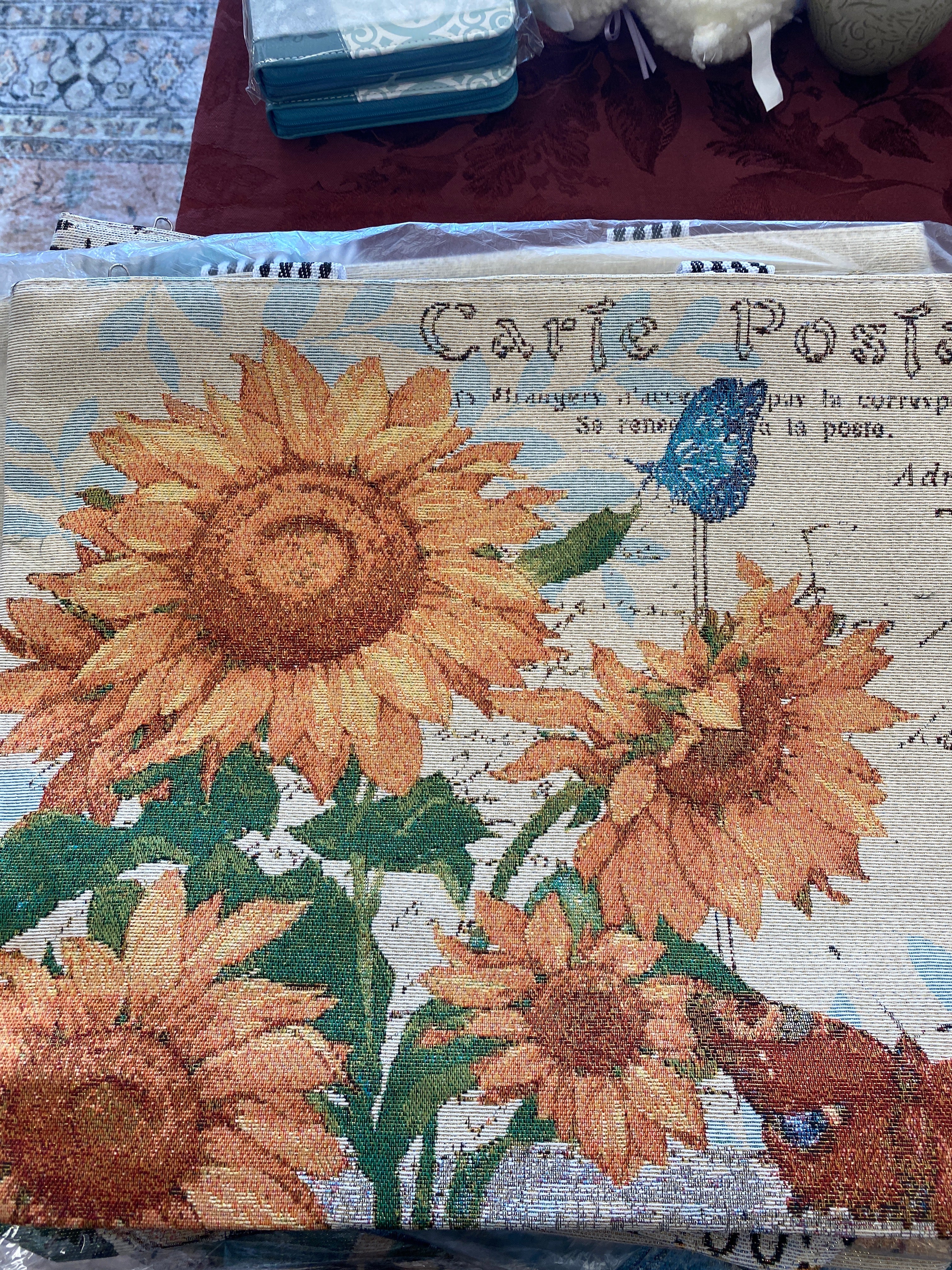 Vintage Floral Canvas Tote Bag Large (Sunflower)