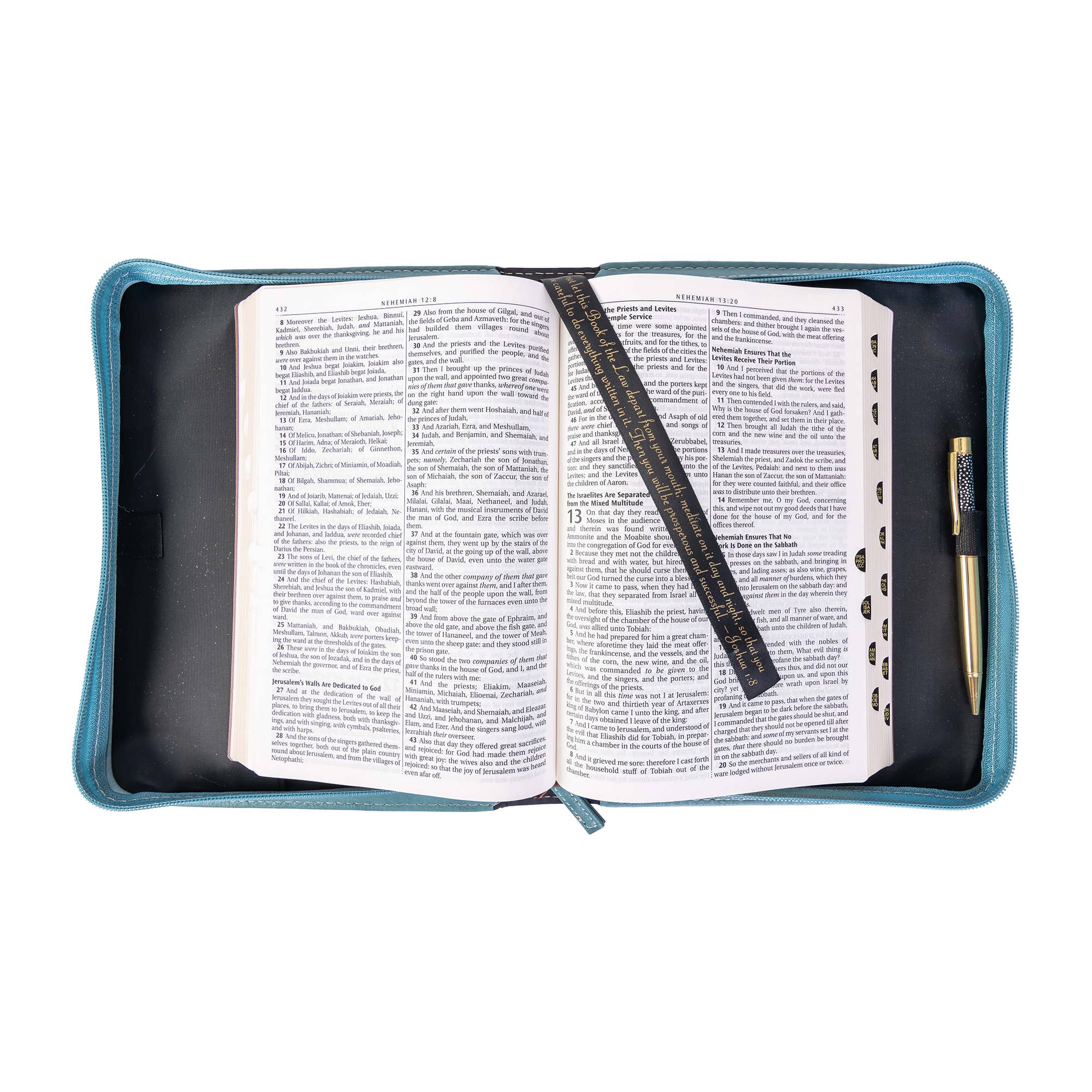 Divine Details: Bible Cover - Teal Tile w/Gem: Large