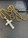 Stainless Steel Two-Tone Crucifix Pendant Necklace
