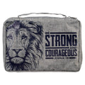 Bible Cover Value Gray Strong & Courageous Jsh. 1:9: Large