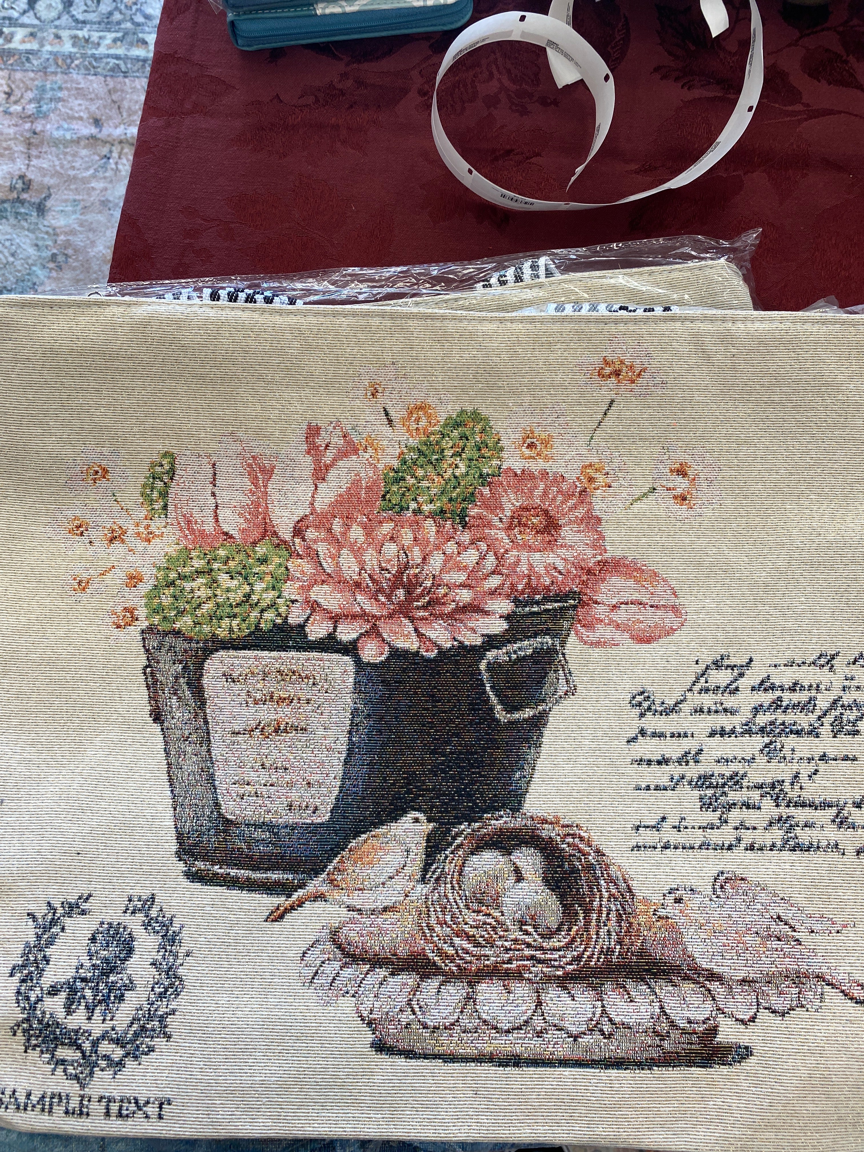 Vintage Floral Canvas Tote Bag (Potted Plants)