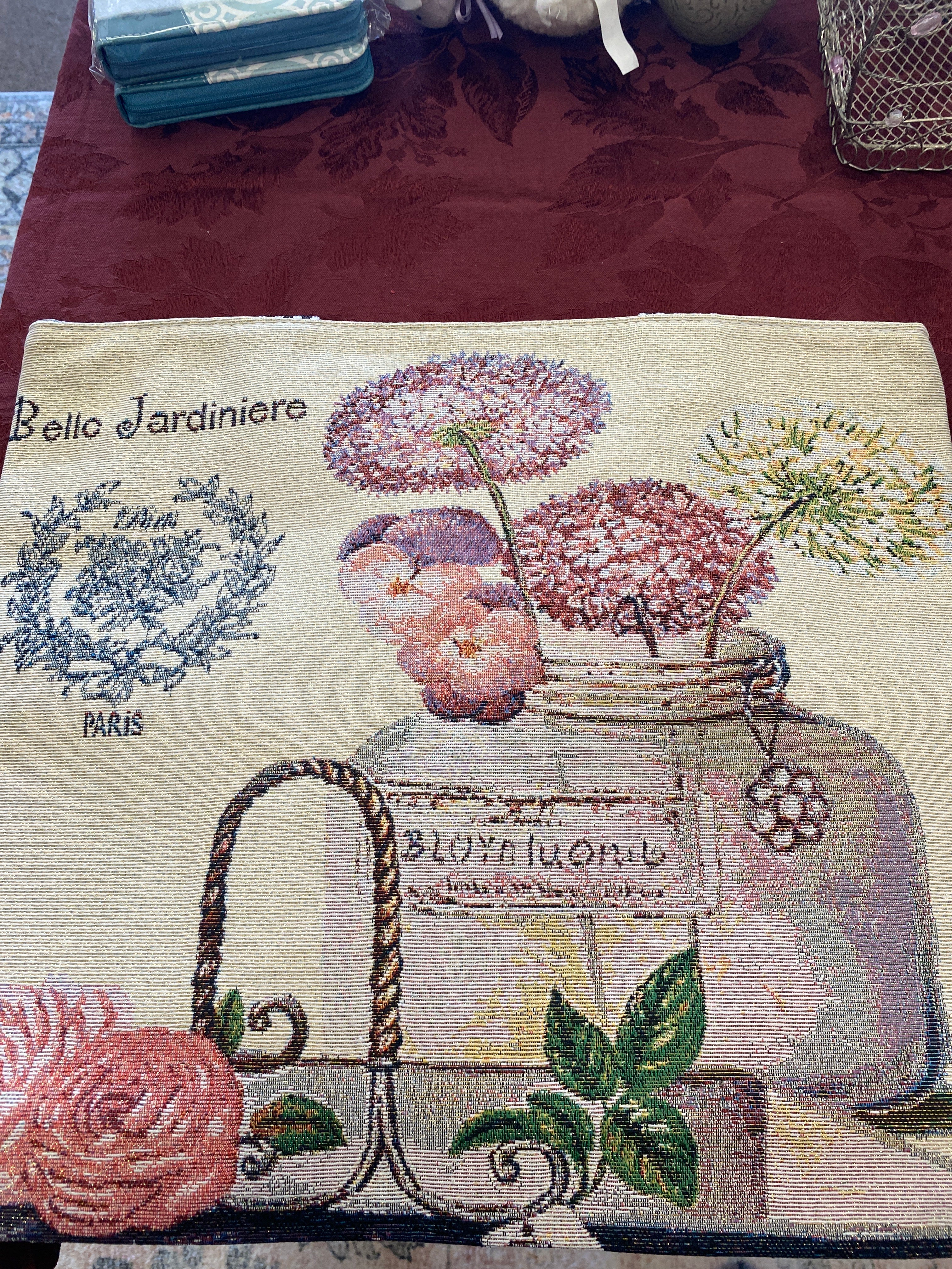 Vintage Floral Canvas Tote Bag Large (Purple Dandelion Flowers)