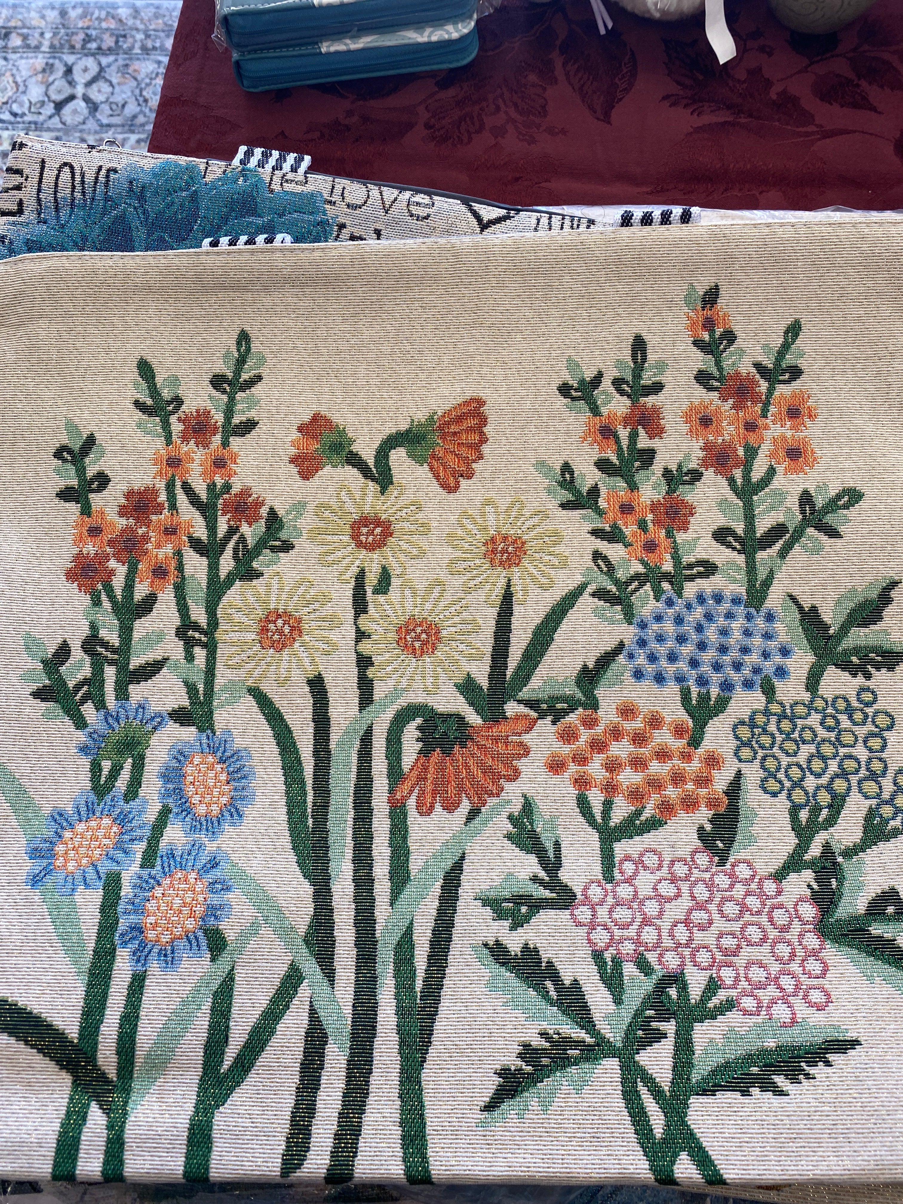 Vintage Floral Canvas Tote Bag (The Fragrance of Flowers and Herbs)