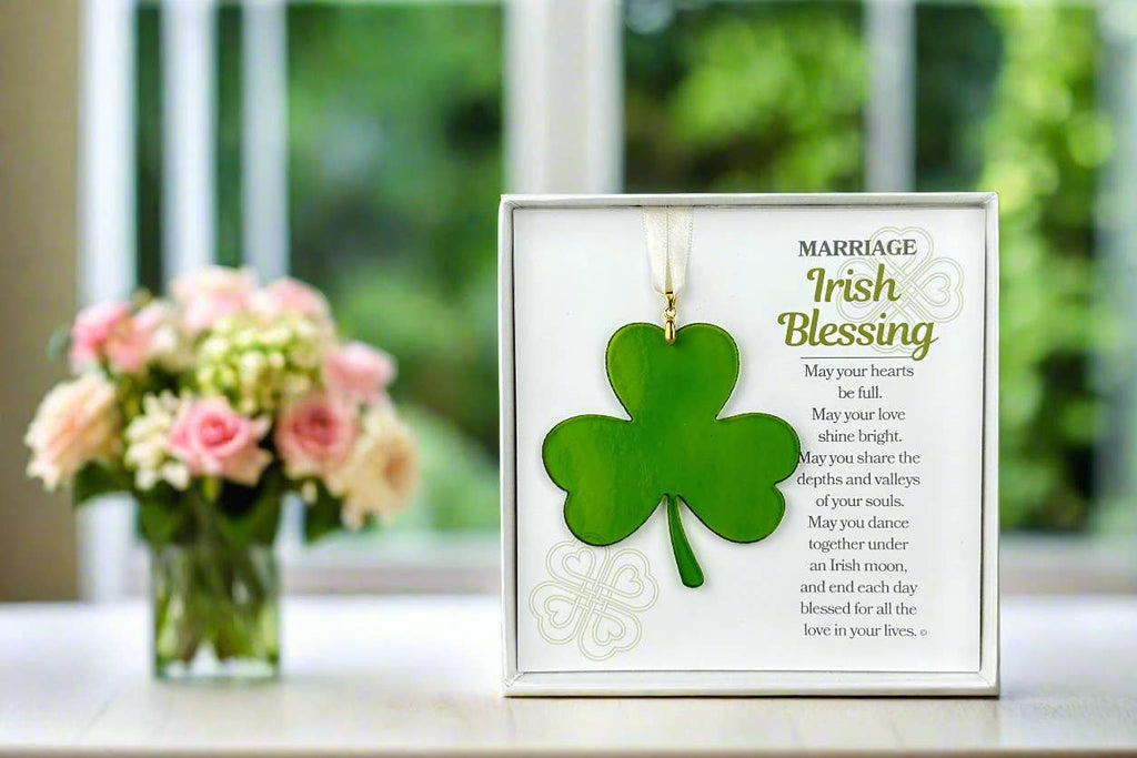 Irish Anniversary or Wedding Gift USA Glass Shamrock