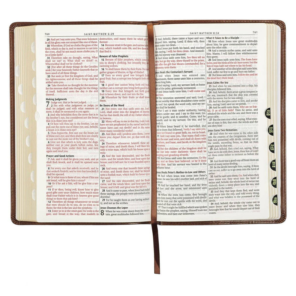 KJV Bible Deluxe Gift Faux Leather, Medium Brown