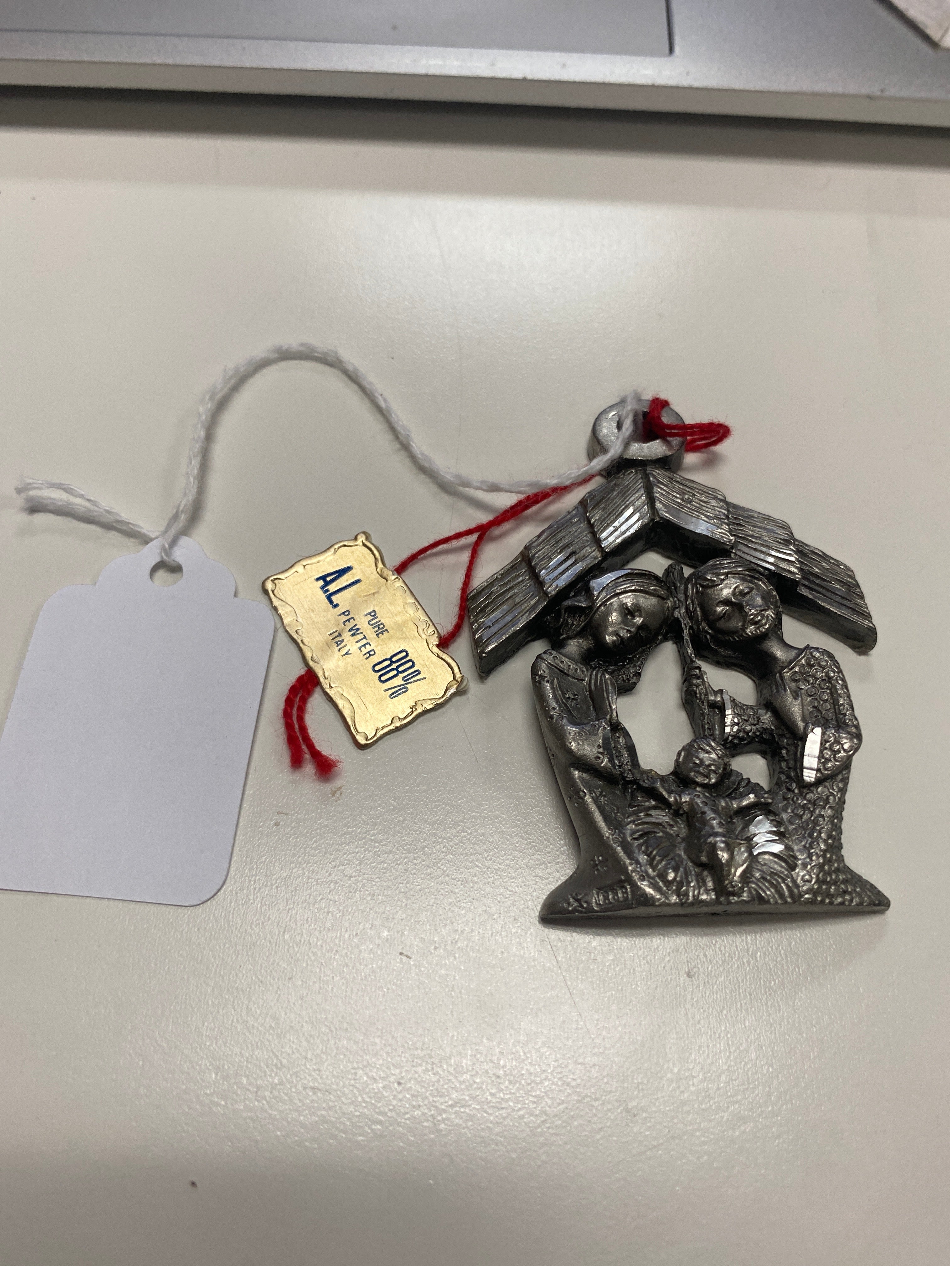Vintage A.L. Pewter Christmas Ornament