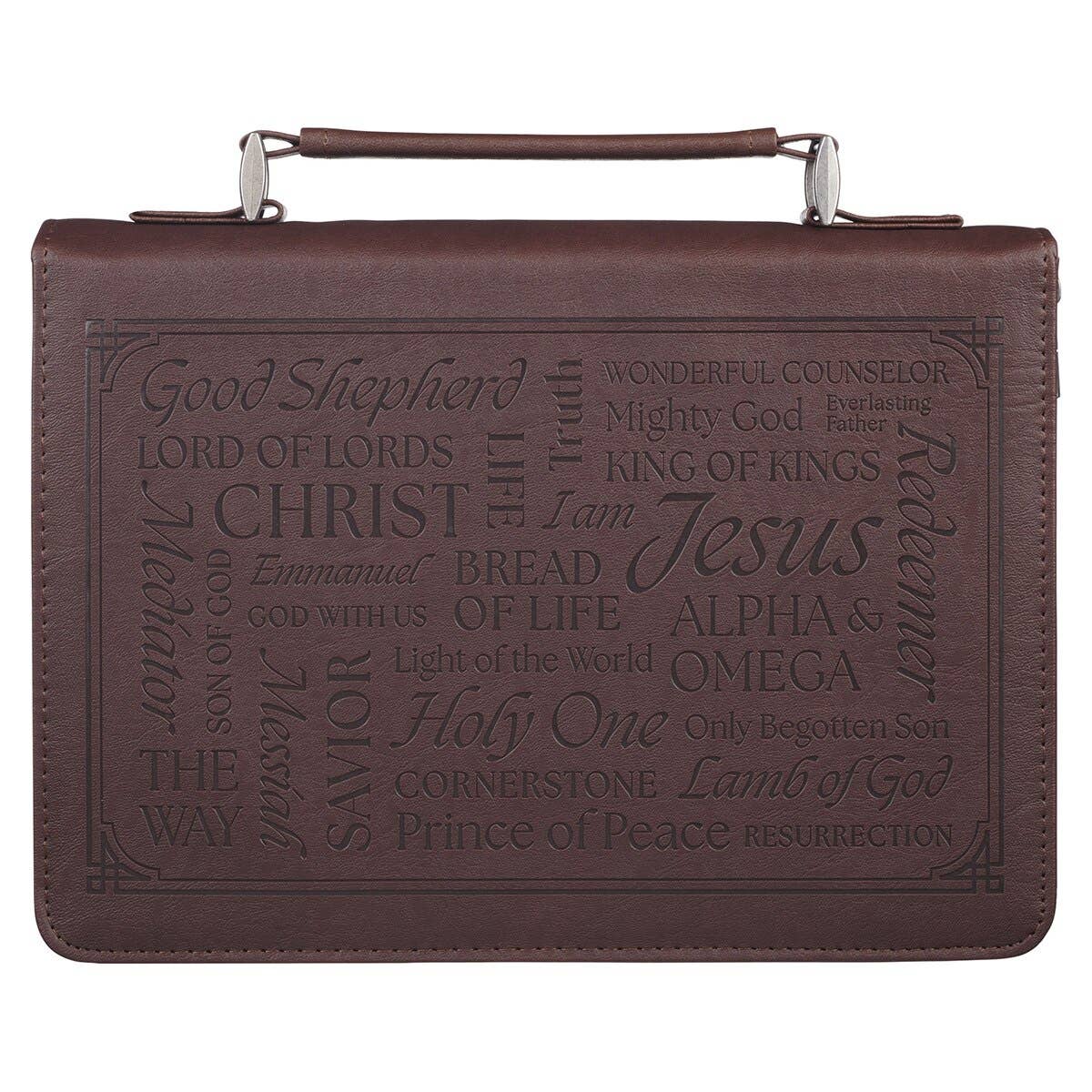 Bible Cover Classic Brown Names of Jesus Isa. 9:6 L: Large