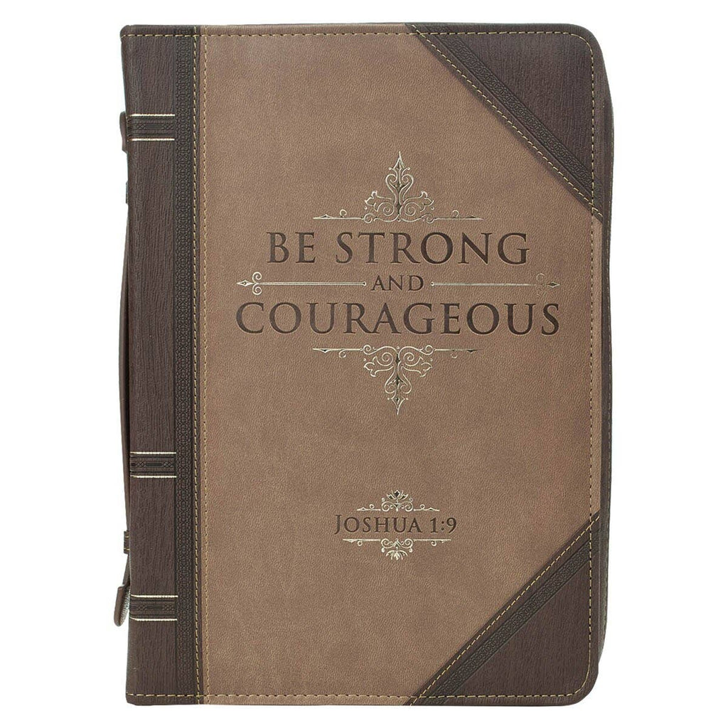 Be Strong & Courageous Portfolio Faux Leather Bible Cover: Large