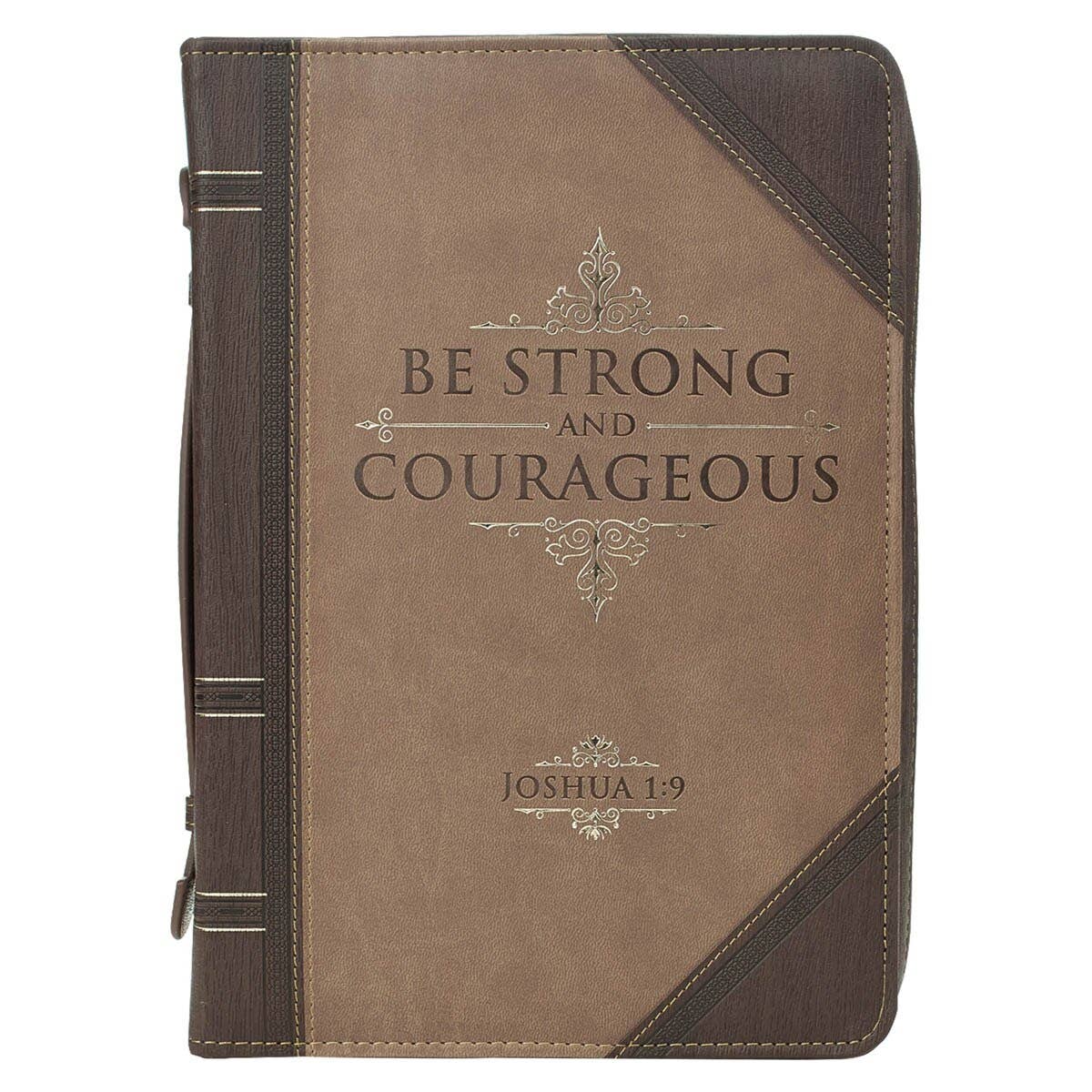 Be Strong & Courageous Portfolio Faux Leather Bible Cover: Large