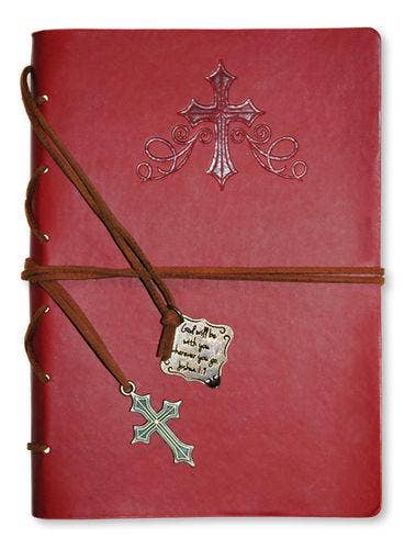 Faux Leather Journals: Man Of God With Cross Charm Black