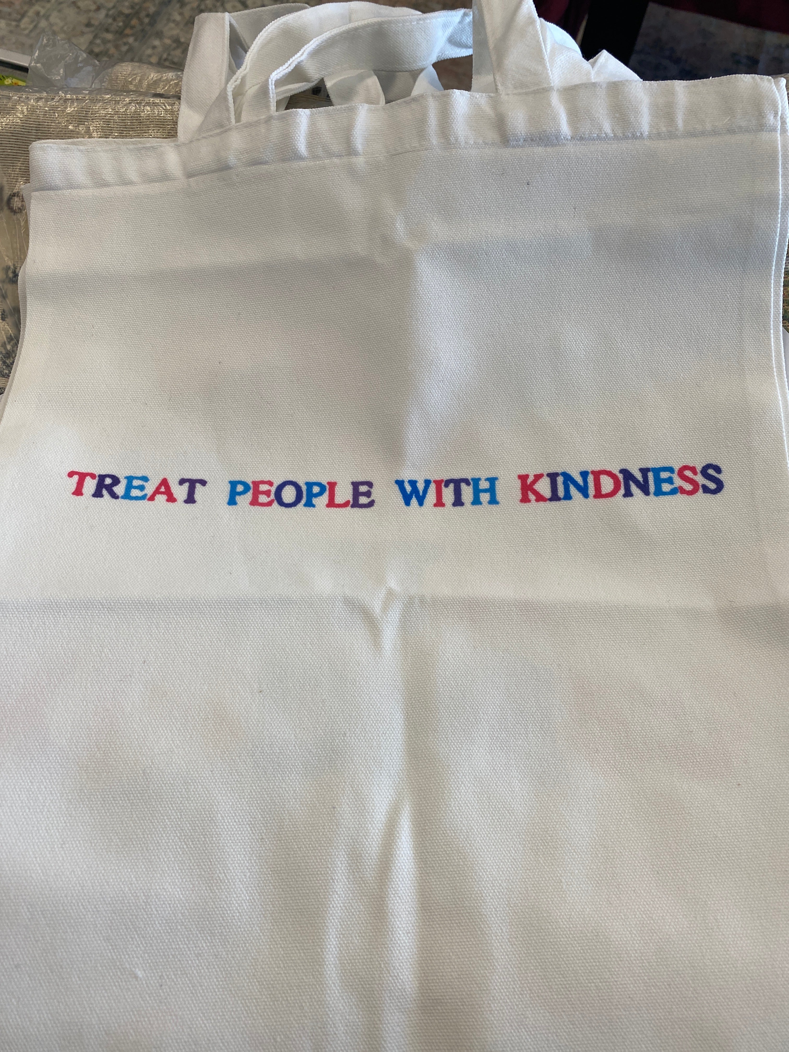 Treat People With Kindness Canvas Tote Bag Women Large Bag (small writing)