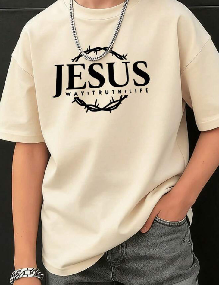 Tween Boys Jesus Way Truth Life Cream T-Shirt