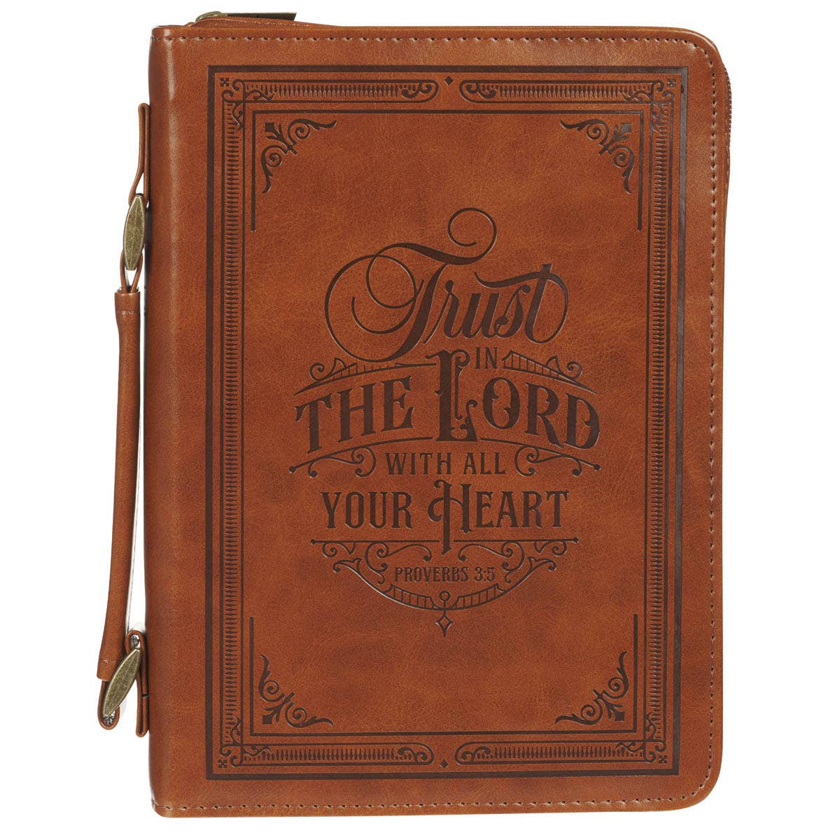 Bible Cover Classic Brown Trust in the Lord Prov. 3:5: Extra Large