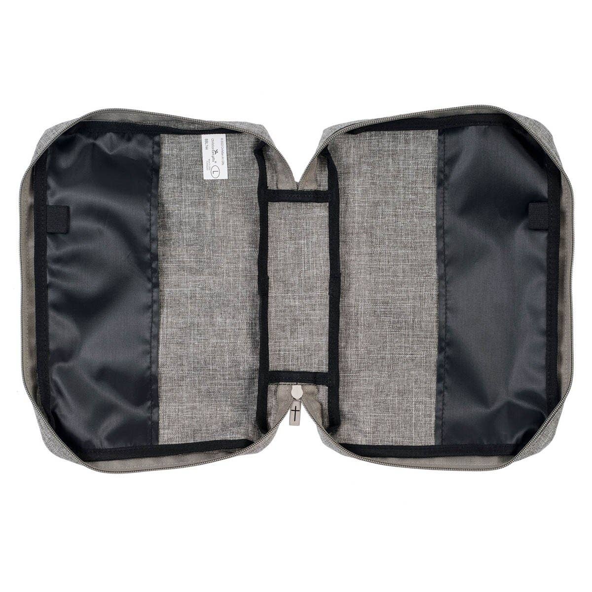 Bible Cover Value Gray Strong & Courageous Jsh. 1:9: Large