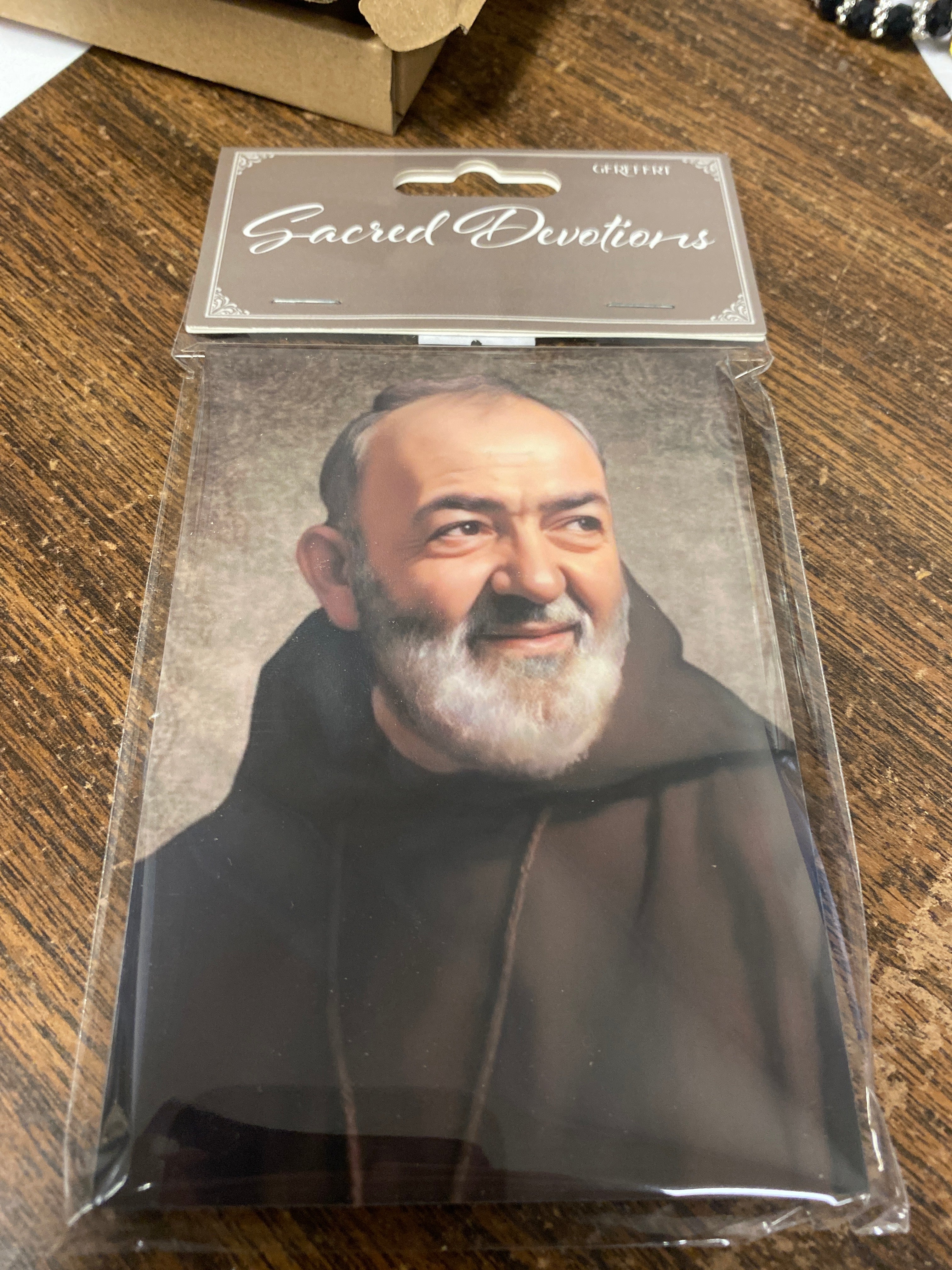 Padre Pio Wood Plaque 5"