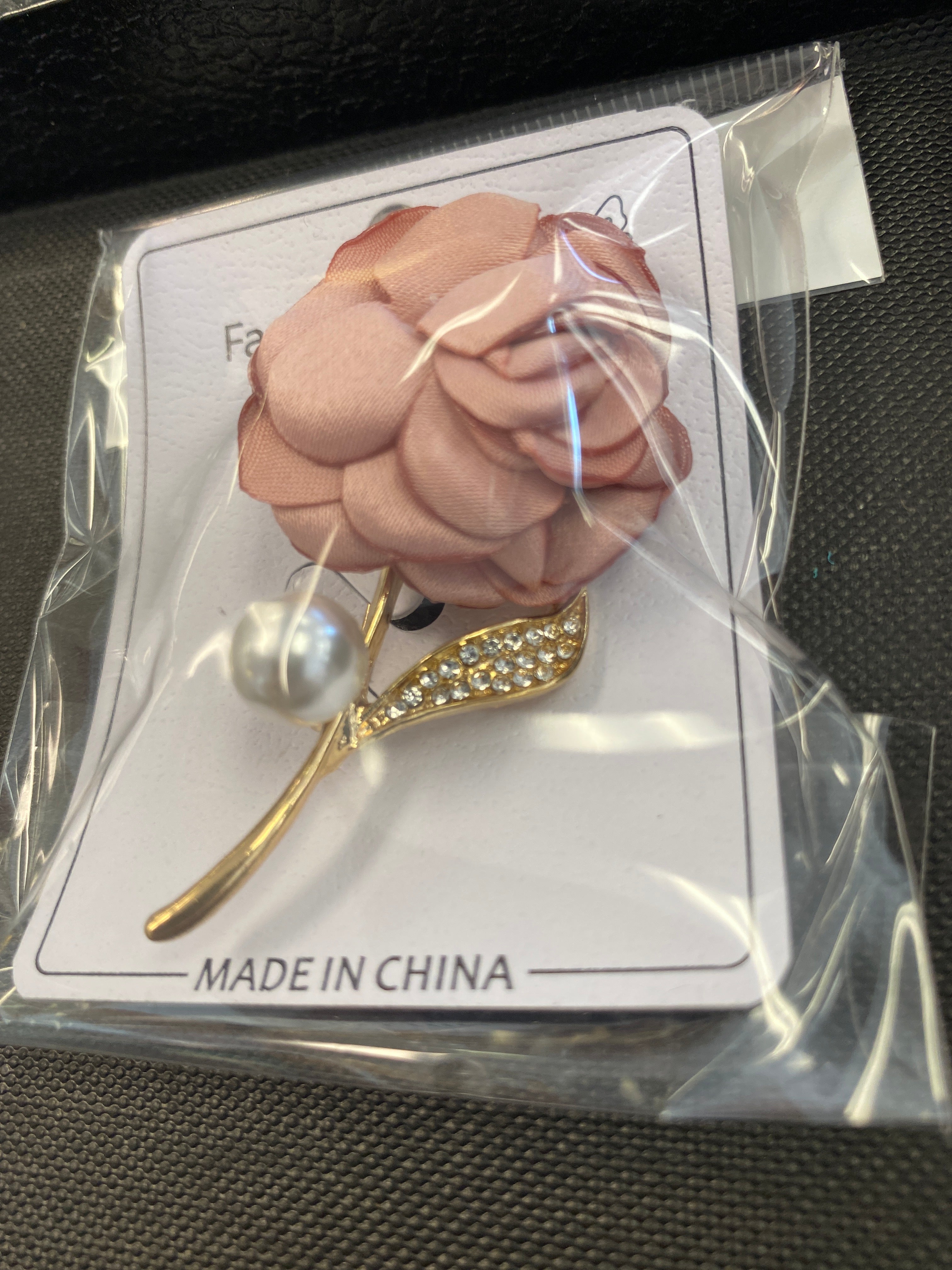 Elegant Fabric Pink Rose Brooch