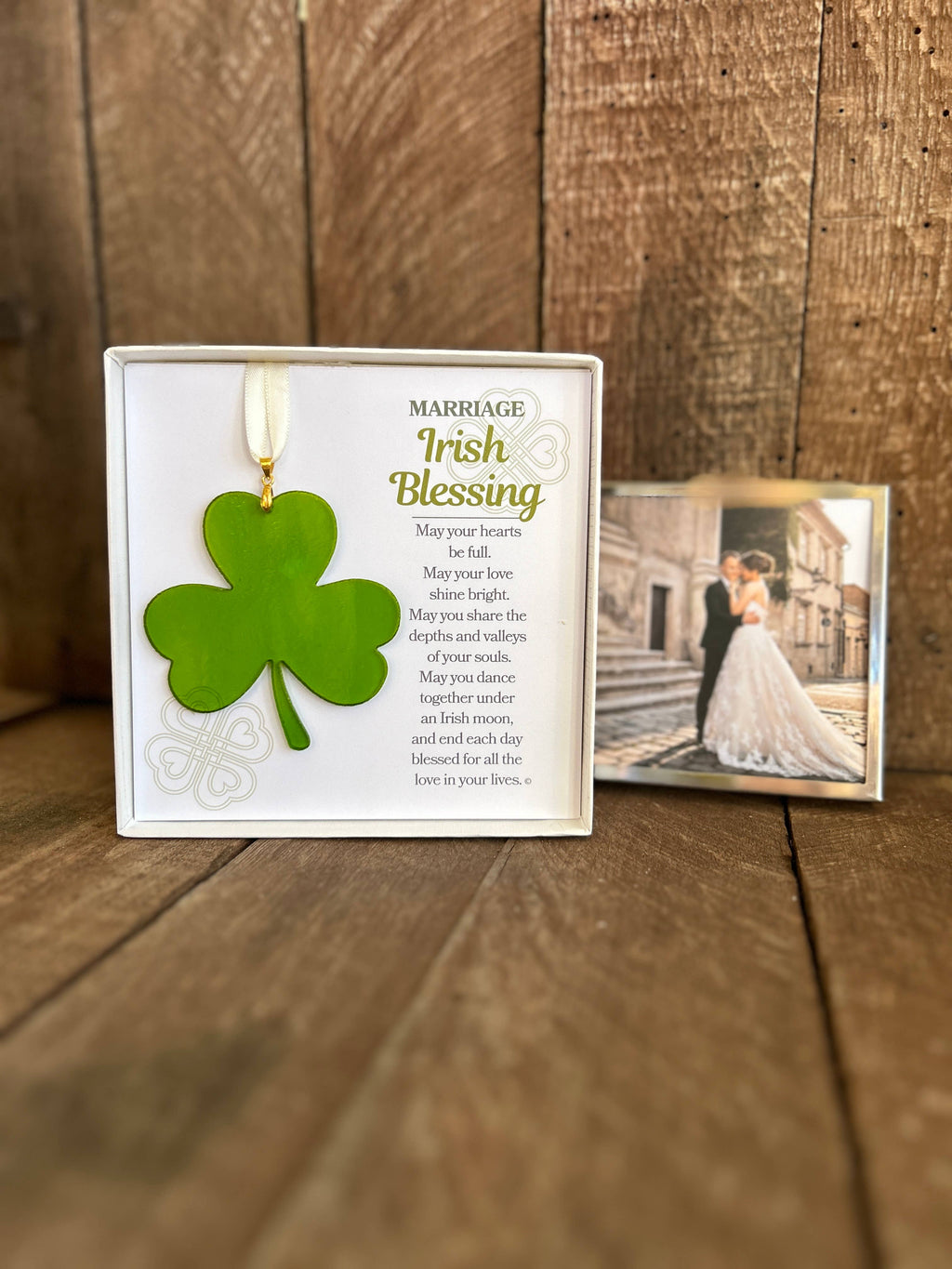 Irish Anniversary or Wedding Gift USA Glass Shamrock