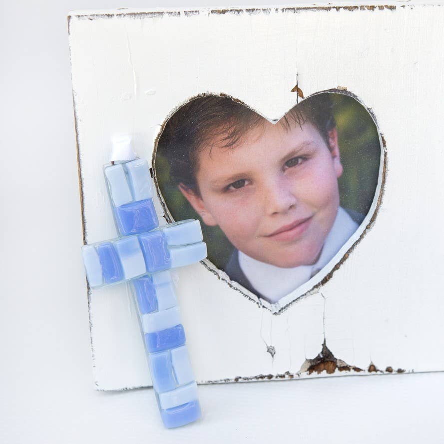 First Communion Gift Cross For Boy: USA Handmade Glass