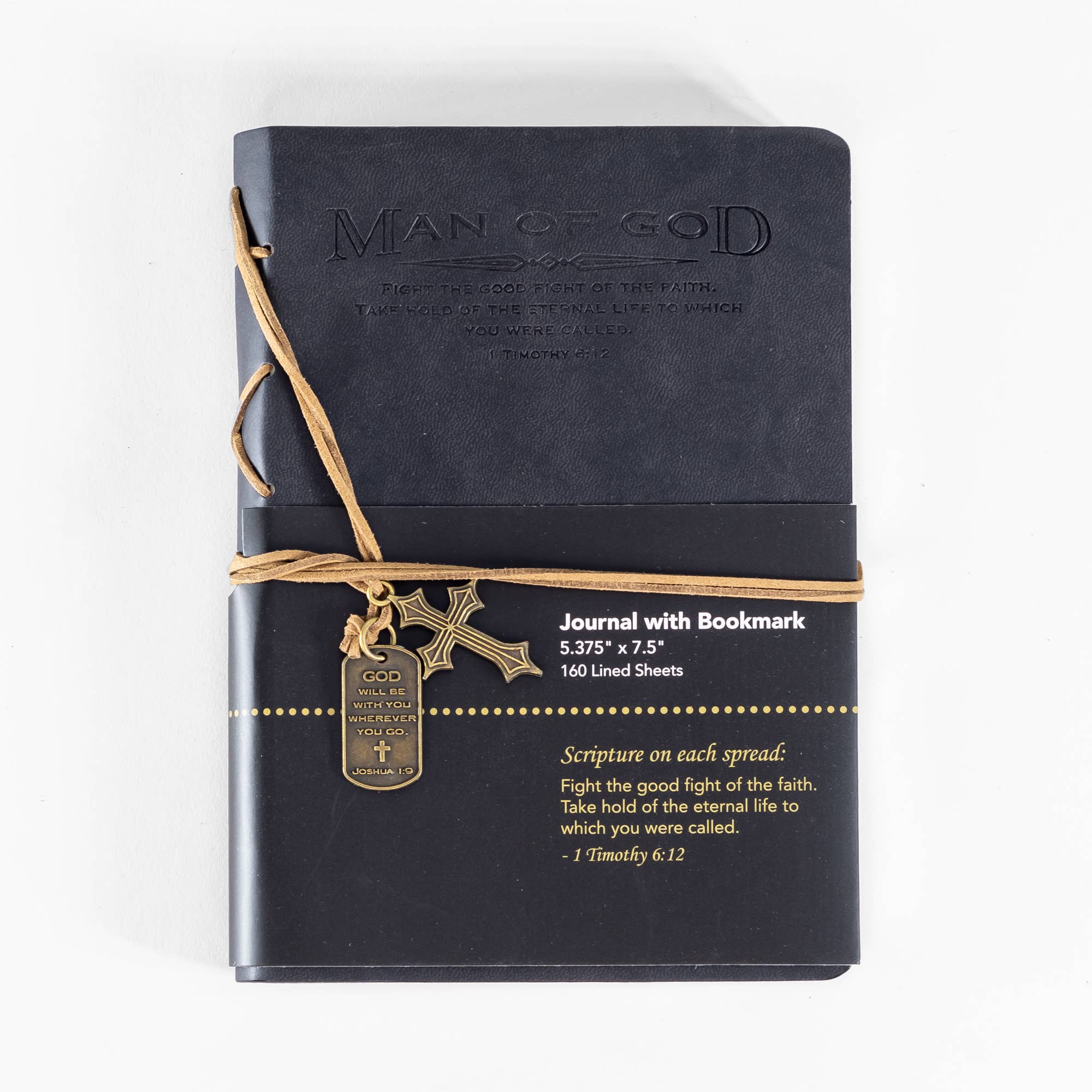 Faux Leather Journals: Man Of God With Cross Charm Black