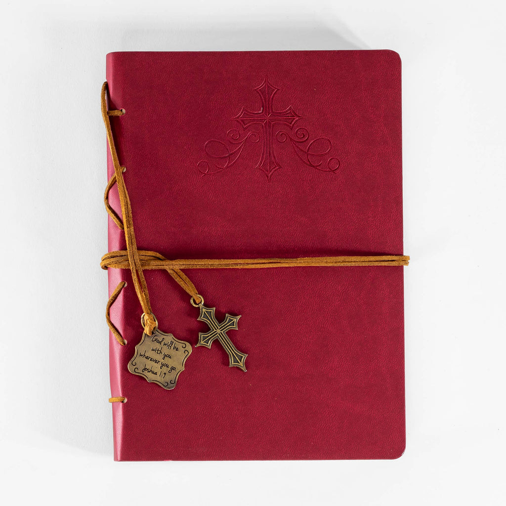 Faux Leather Journals: Man Of God With Cross Charm Black