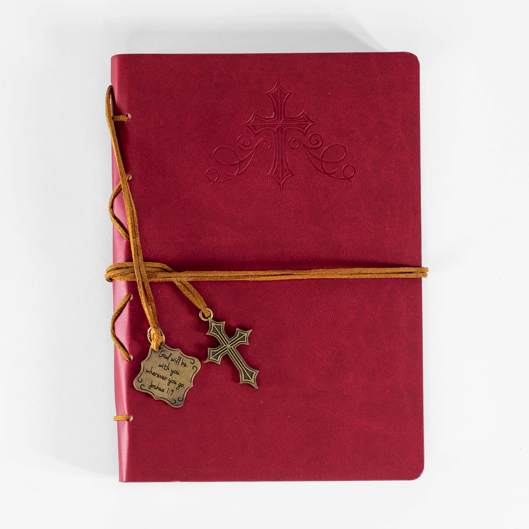Faux Leather Journals: Man Of God With Cross Charm Black