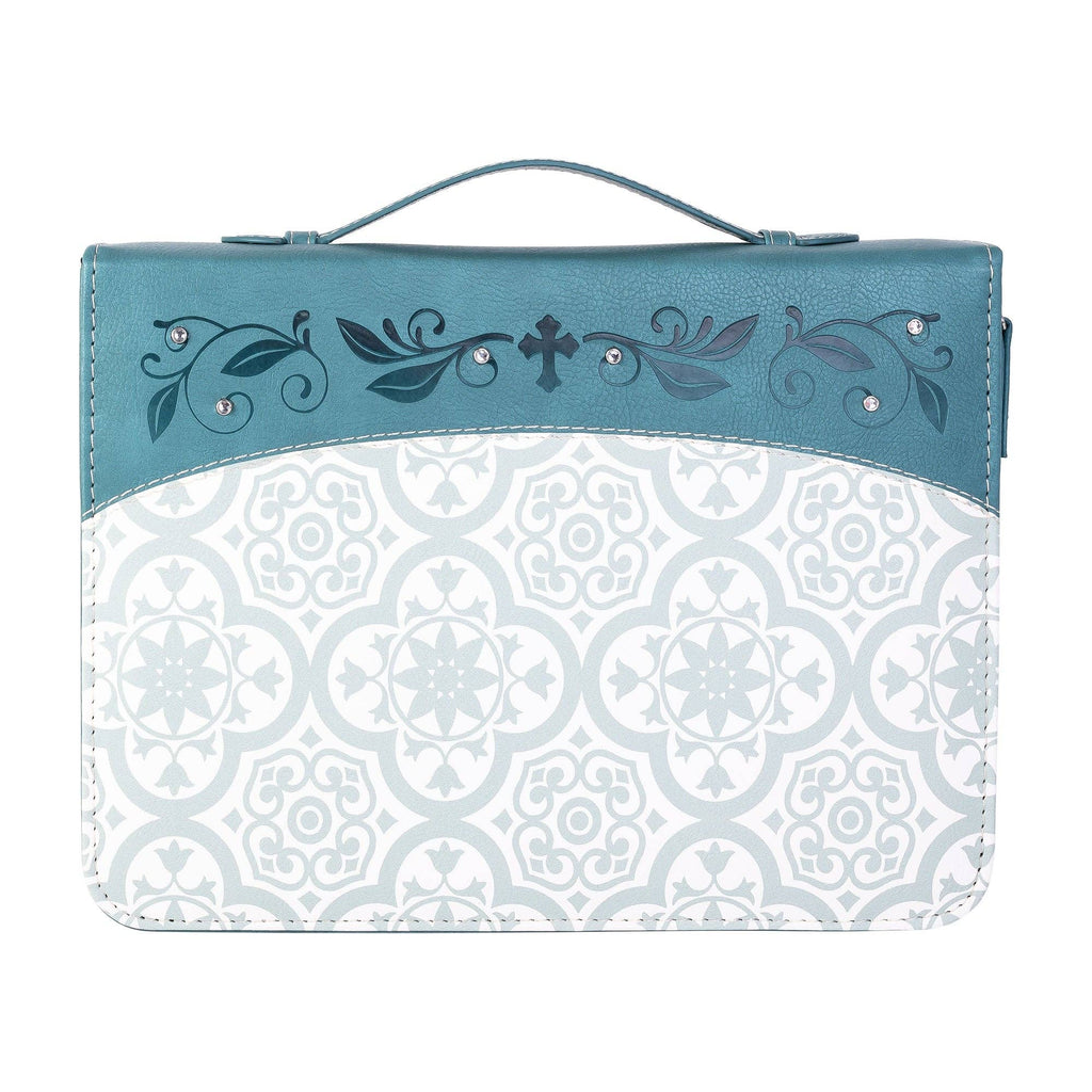 Divine Details: Bible Cover - Teal Tile w/Gem: Large