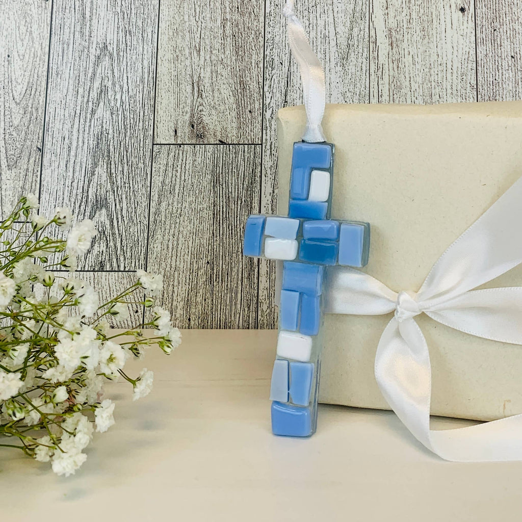 First Communion Gift Cross For Boy: USA Handmade Glass