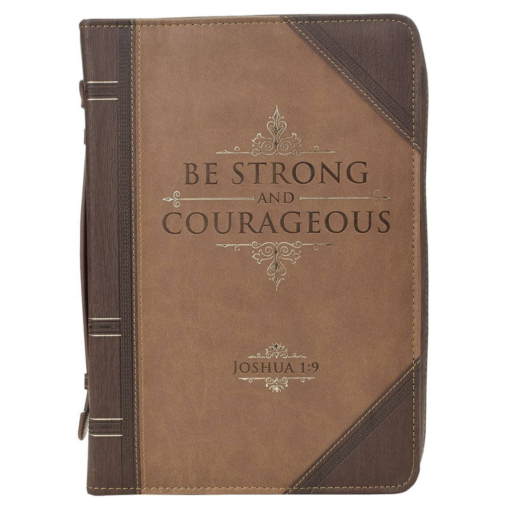 Be Strong & Courageous Portfolio Faux Leather Bible Cover: Large