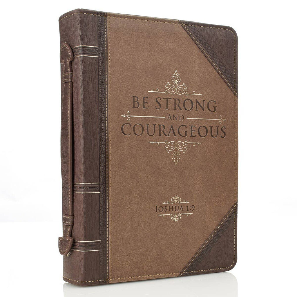 Be Strong & Courageous Portfolio Faux Leather Bible Cover: Large