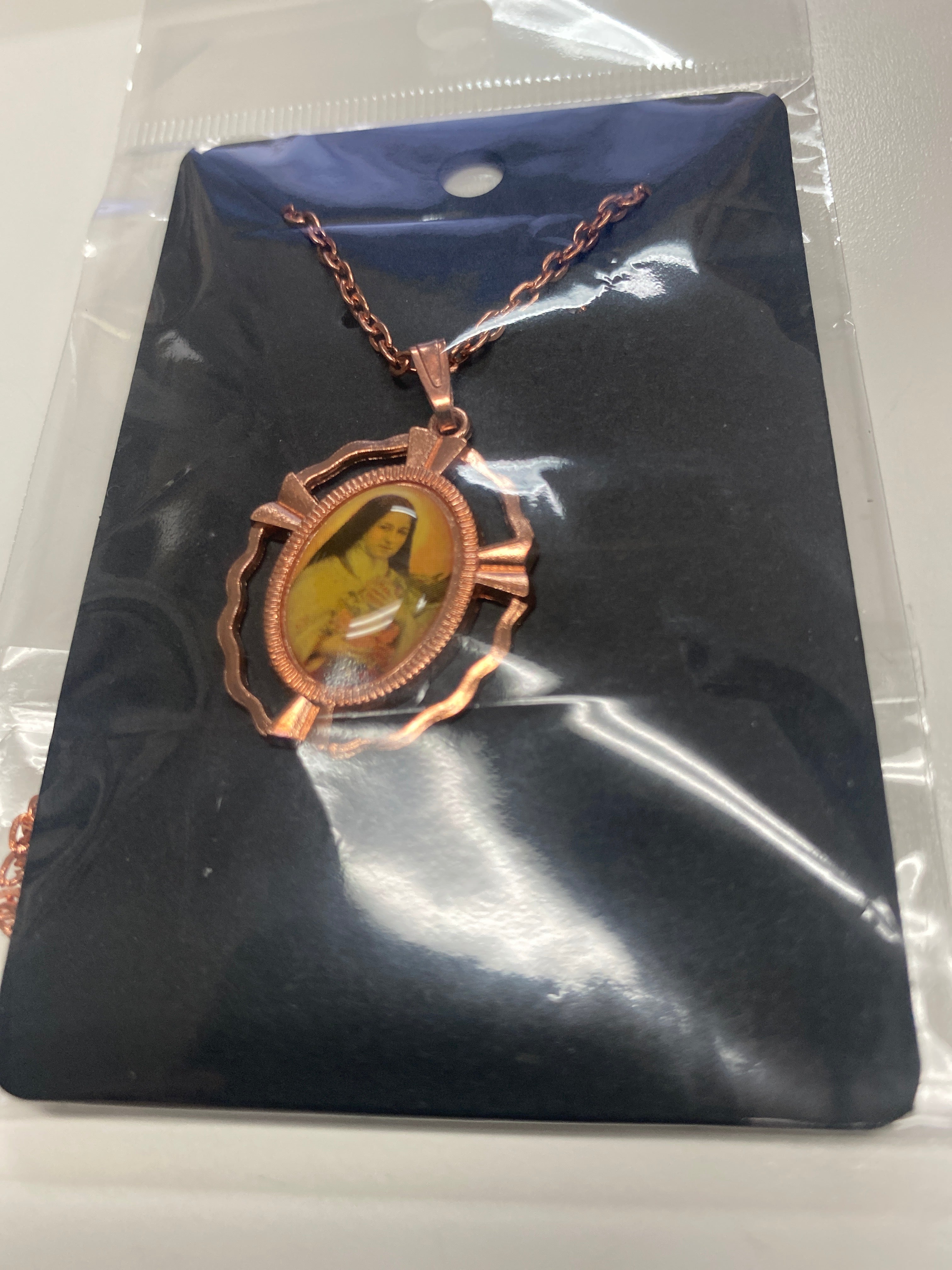 Saint Therese of Lisieux Copper-Toned Pendant Necklace