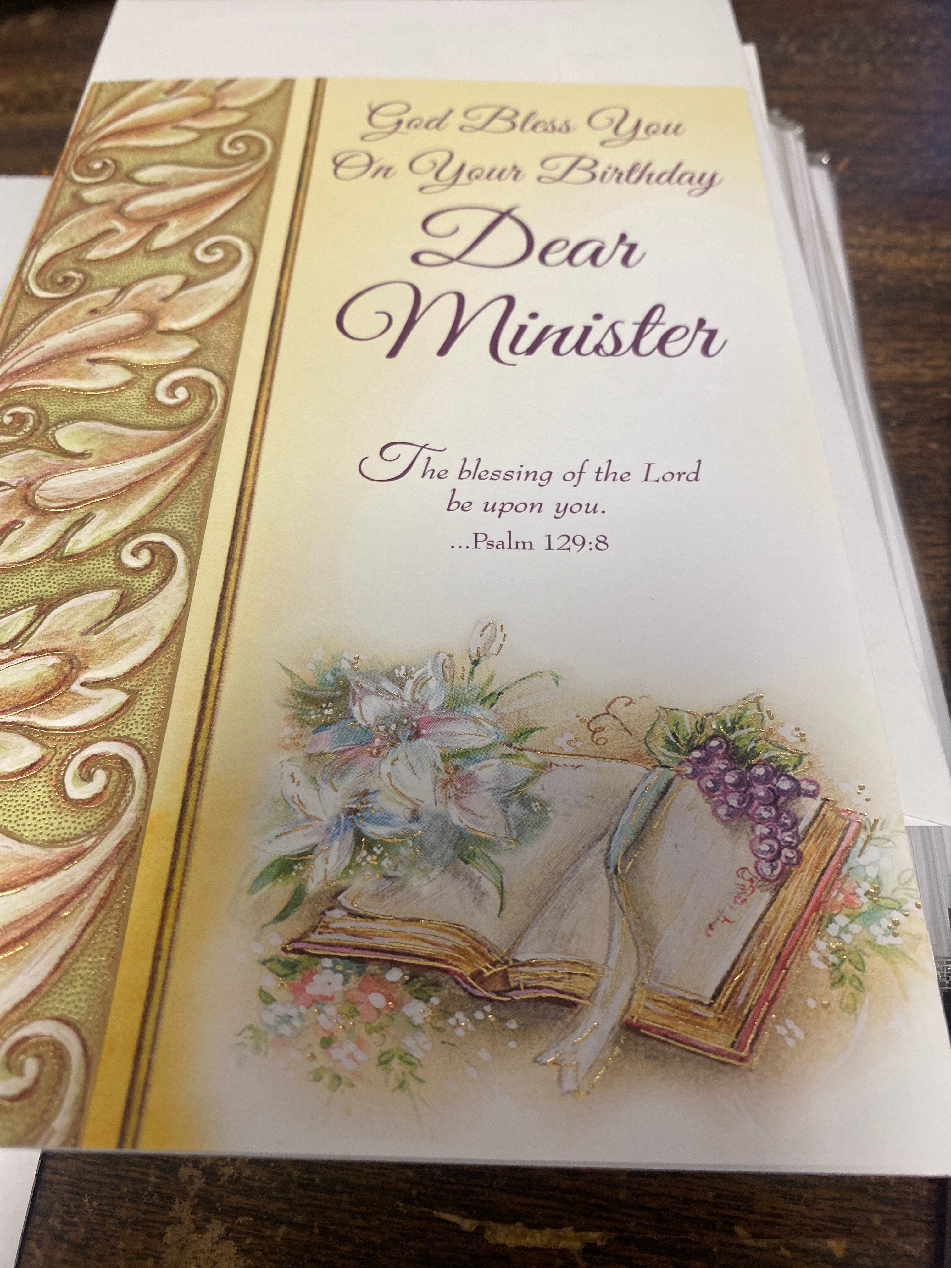 God Bless You On Your Birthday Dear Minster Greeting Card