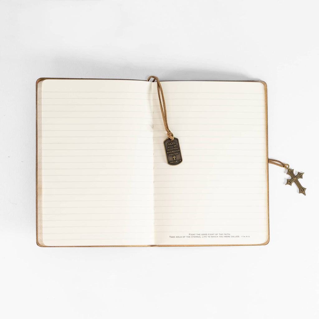 Faux Leather Journals: Man Of God With Cross Charm Black
