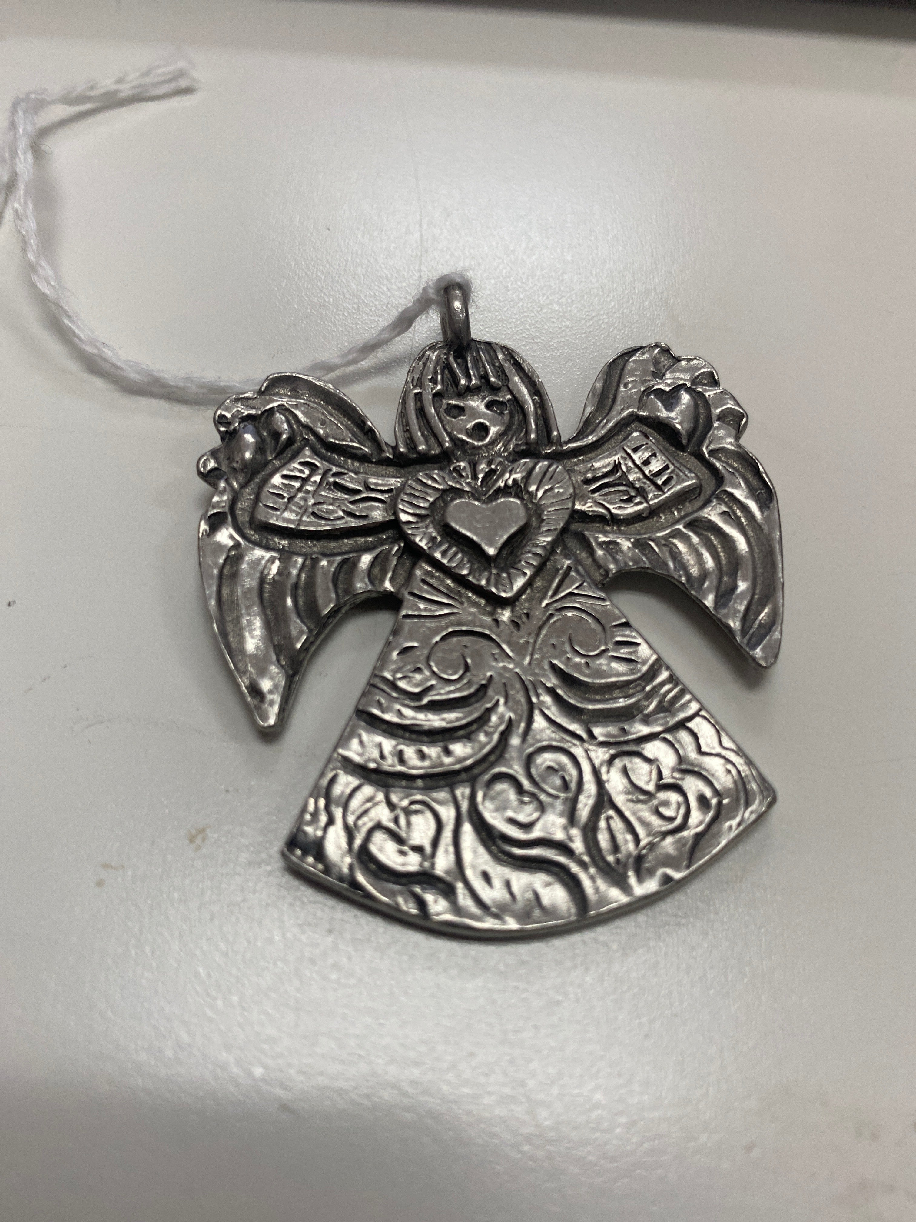 Marcie Pewter Angel -Signed "Charity" Pendant