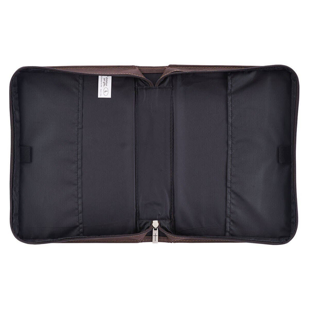 Be Strong & Courageous Portfolio Faux Leather Bible Cover: Large