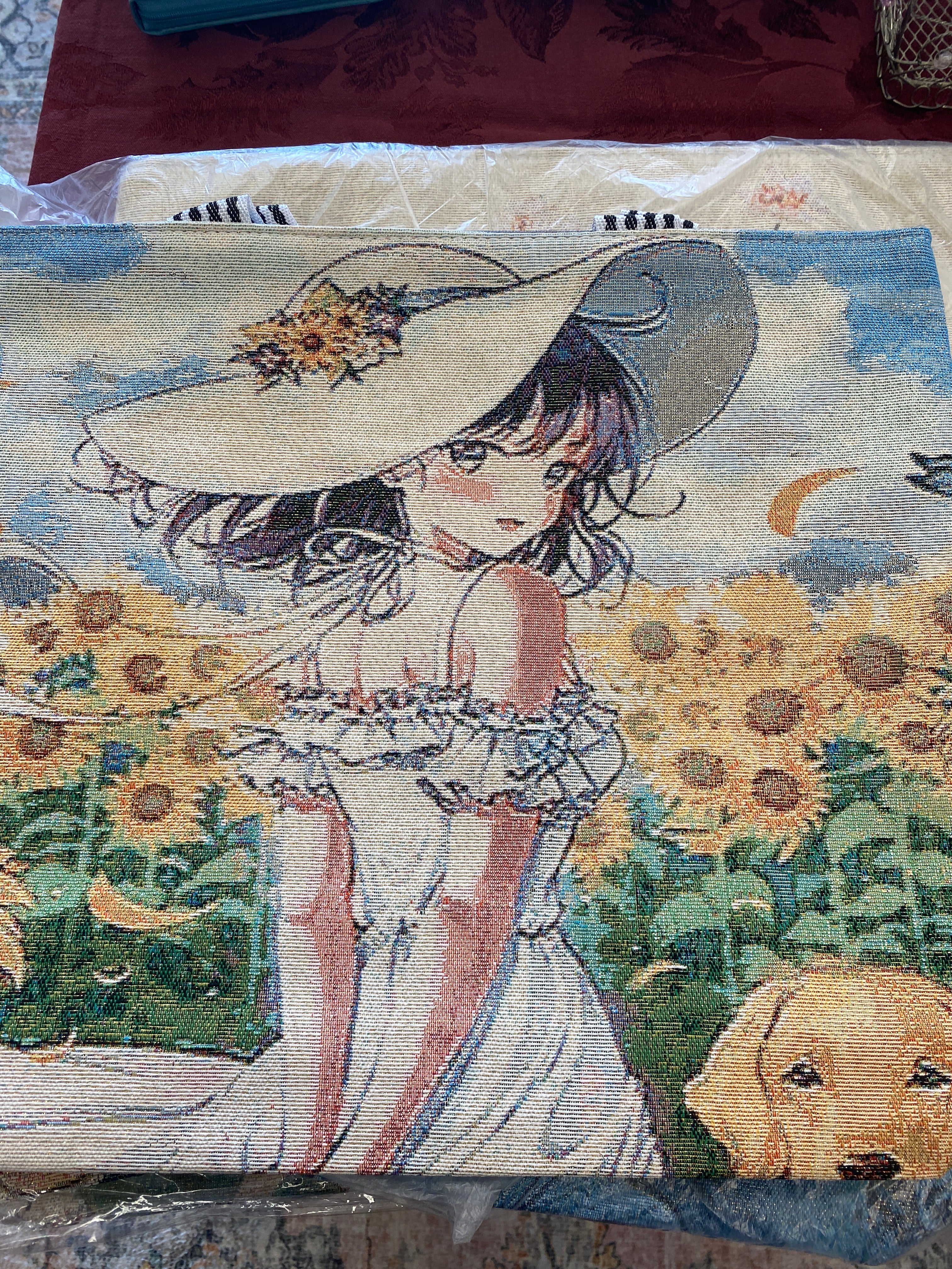 Vintage Floral Canvas Tote Bag (Hat Wearing Beauties)