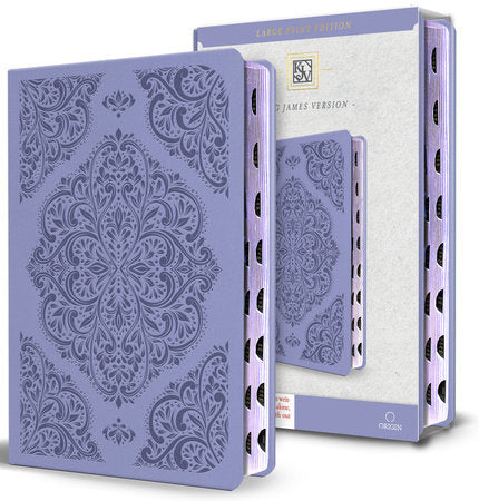 KJV Holy Bible, Large Print Medium Format, Lavender Faux Leather w/Thumb Index and Ribbon Marker, Red Lette
