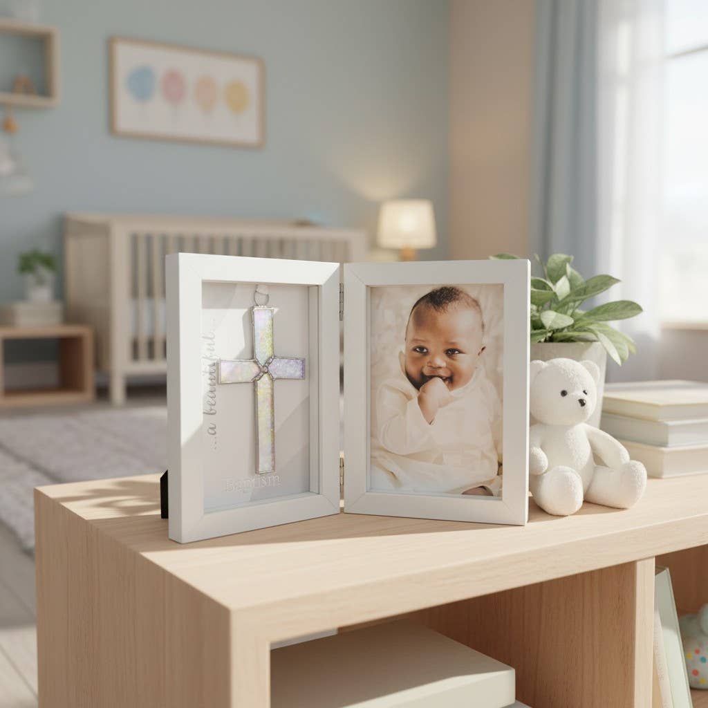 Baby Baptism Cross Keepsake Frame 4x6 Shadow Box