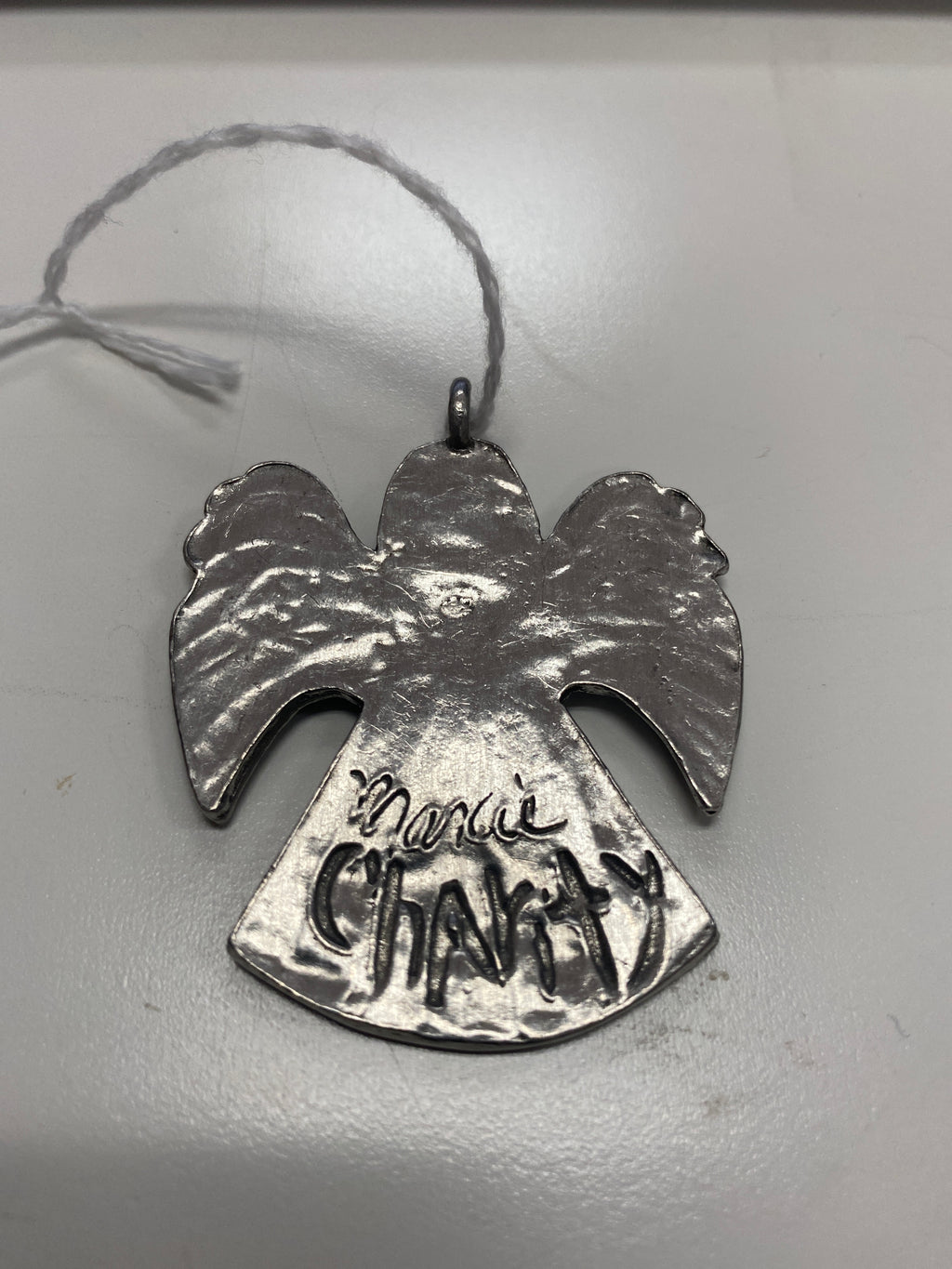 Marcie Pewter Angel -Signed "Charity" Pendant