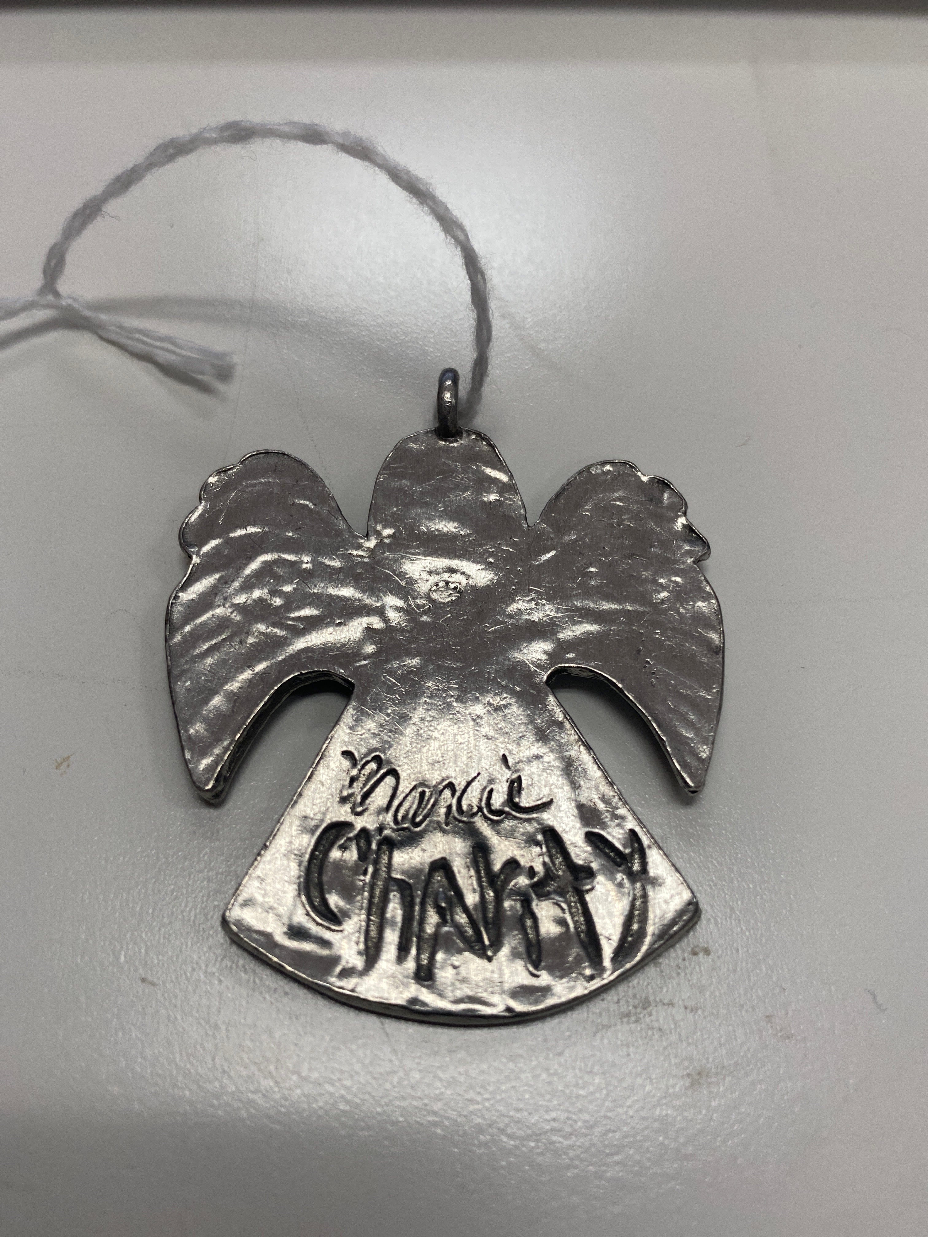 Marcie Pewter Angel -Signed "Charity" Pendant