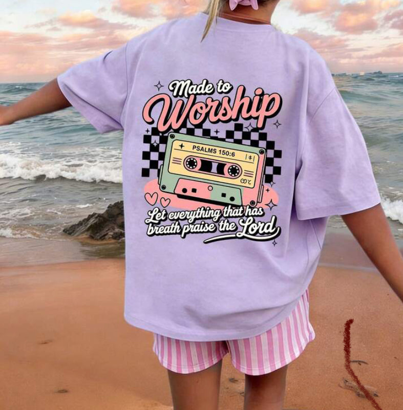 Tween Girls Made To Worship Light Purple T-Shirt