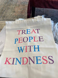 Treat People With Kindness Canvas Tote Bag Women Large (pink,purple,blue large writing)