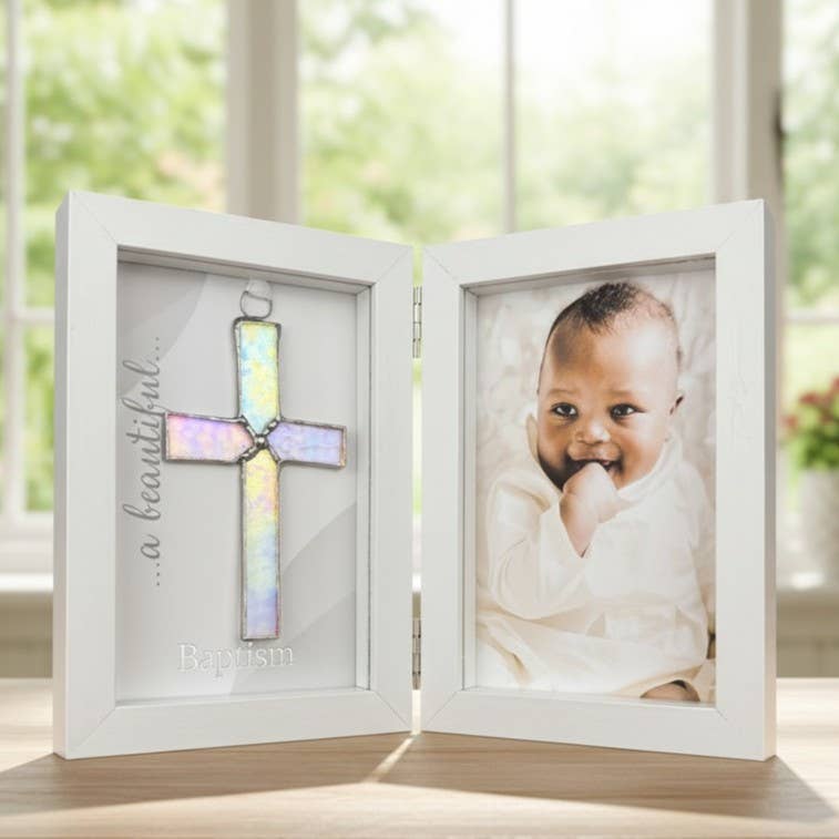 Baby Baptism Cross Keepsake Frame 4x6 Shadow Box