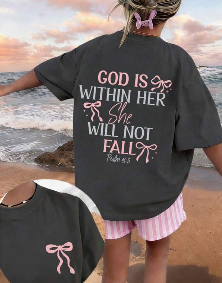 Tween Girls God Is Within Her Dark Grey T-Shirt