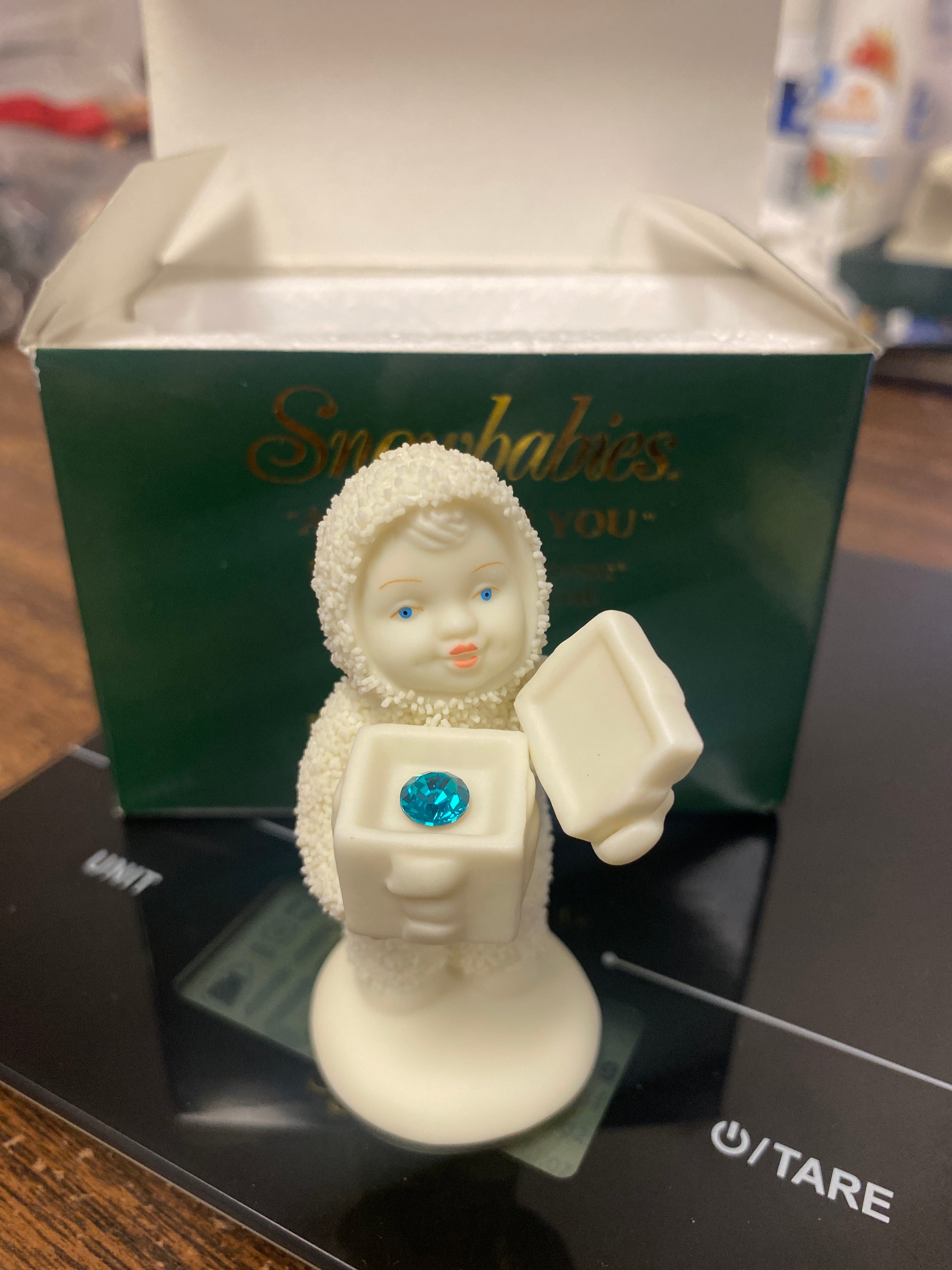 Snowbabies "A Gift For You" Swarovski Crystal Birthstone (December Turquoise)