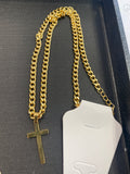 Cuban Link Chain Stainless Steel Gold Cross Necklace