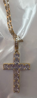 Luxury Gold Plated Alloy Cross Pendant Necklace Style C111
