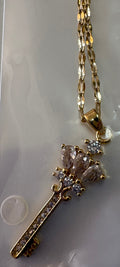 Luxury Gold Plated Alloy Crown Key Pendant Necklace