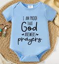 Baby Boy God Answers Prayers Onesie BLUE Size 3-6 Months