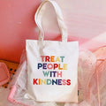 Treat People With Kindness Canvas Tote Bag Colorful